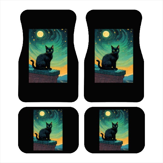Cat painting red black cat Car Mats