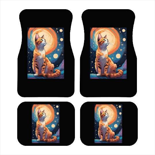 Cat painting red black cat Car Mats