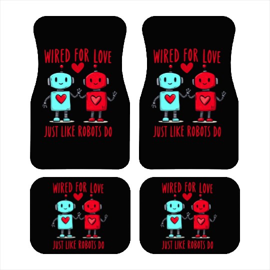 Valentine's Day Gift: Two Robots in Love on Bella Car Mats