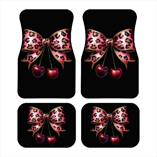 Leopard stylish Print Bow with Cherries Car Mats