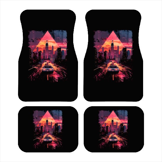 Vaporwave Retro Car City Synthwave 80s 90s Car Mats