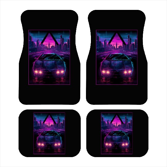 80s 90s Synthwave Car City Retro Vaporwave Car Mats