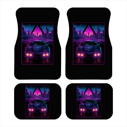80s 90s Synthwave Car City Retro Vaporwave Car Mats