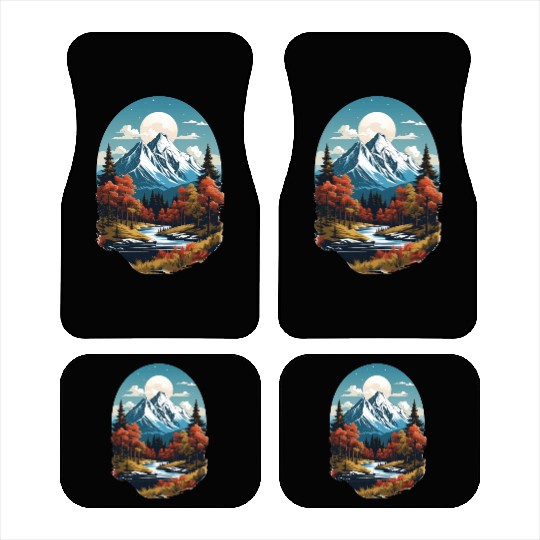 Majestic Peaks and Autumn Serenity Car Mats