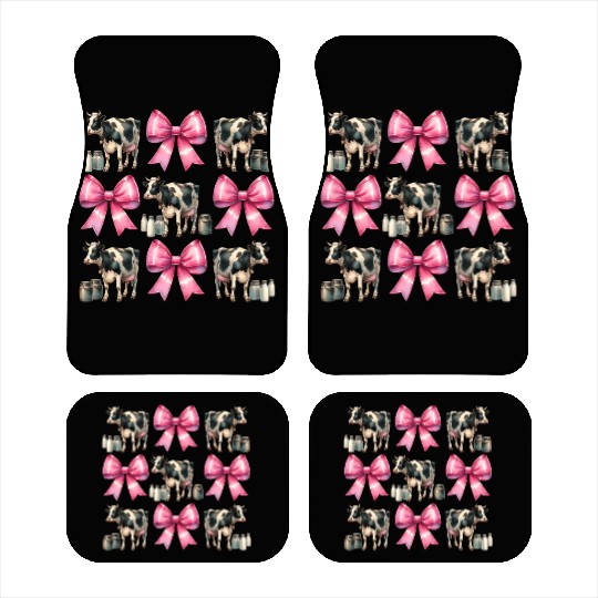 Coquette Bow Cow Farmer Milk Dairy Farmer Farming Car Mats