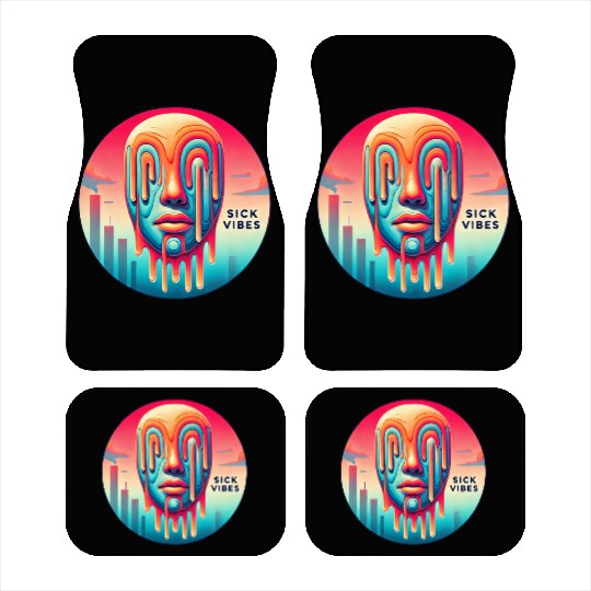 Surreal Melting Face Psychedelic Art - Sick Vibes Car Mats