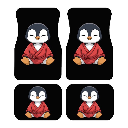 Zen Penguin Meditation in Kimono Attire Car Mats