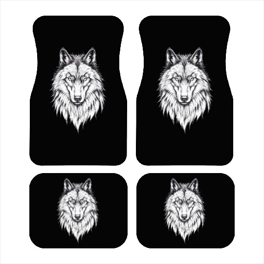 Wolf Face: Majestic and Wild Car Mats