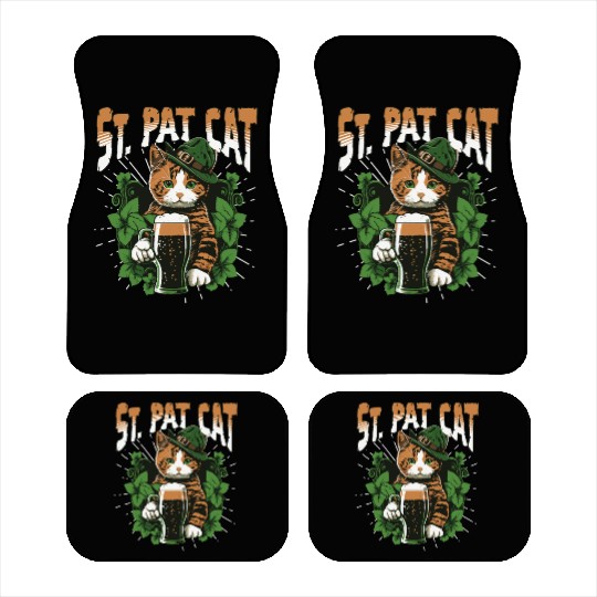 Funny St. Patricks Day Drinking Cat Car Mats