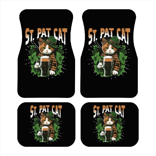 Funny St. Patricks Day Drinking Cat Car Mats