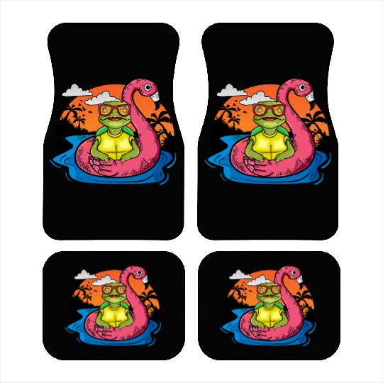 Funny Sea Turtle Swimming Flamingo Pool Sea Turtle Car Mats