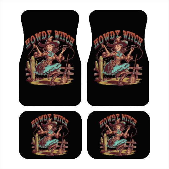 Howdy Witch Cowgirl Lasso Design Car Mats