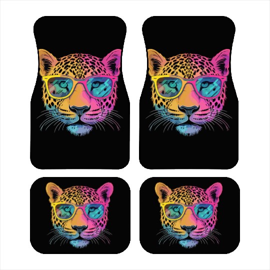 Cheetah Wearing Sunglasses Hipster Style Car Mats