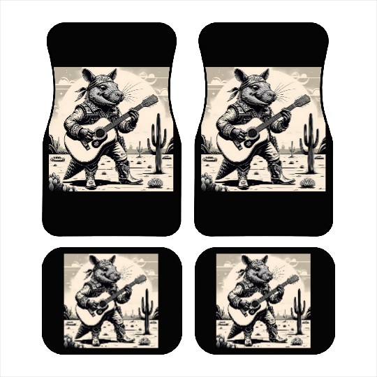 cat playing guitar Car Mats