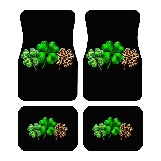 Plaid Shamrock Leopard Camouflage St Patricks Day Car Mats