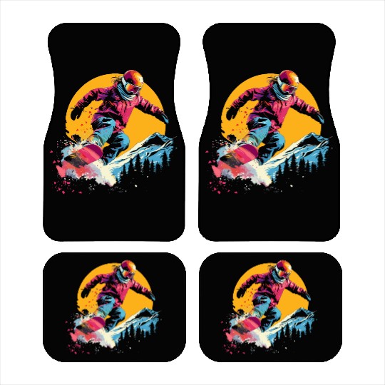 Snowboarder Synthwave Car Mats