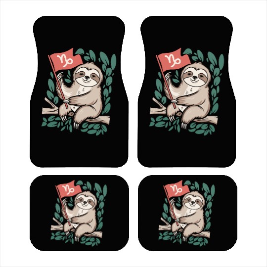 Capricorn Zodiac Sloth Relaxing with Capricorn Car Mats