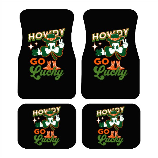 Howdy Go Lucky Saint Patrick's Day Retro Shamrock Car Mats