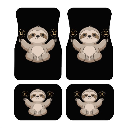 Adorable Gemini Zodiac Sloth Embraces Gemini Charm Car Mats