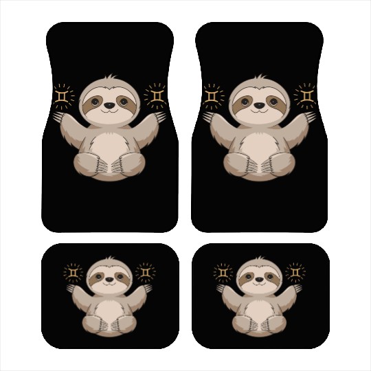 Adorable Gemini Zodiac Sloth Embraces Gemini Charm Car Mats