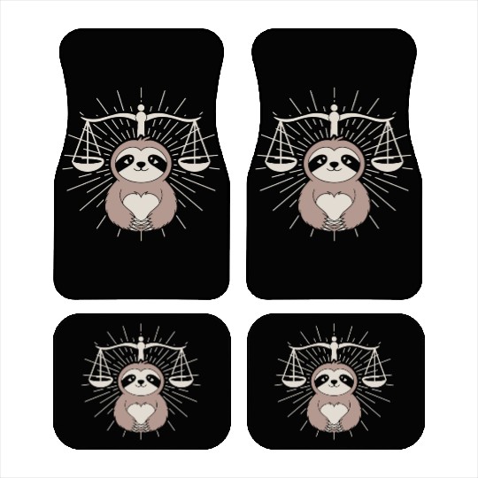 Charming Libra Zodiac Sloth Embrace Car Mats