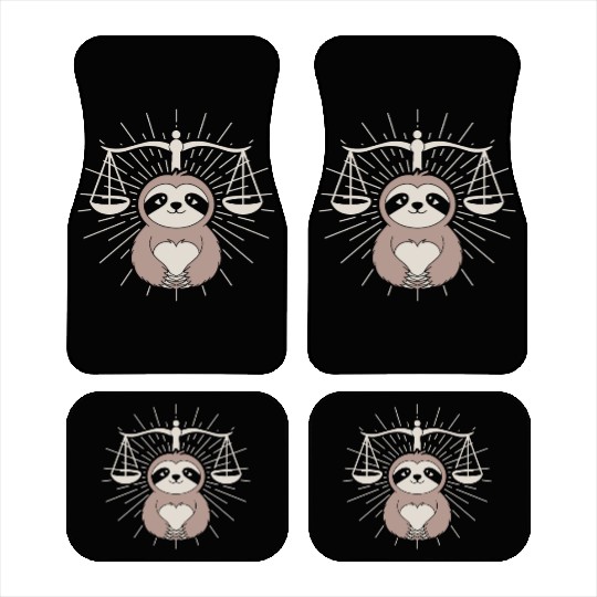 Charming Libra Zodiac Sloth Embrace Car Mats