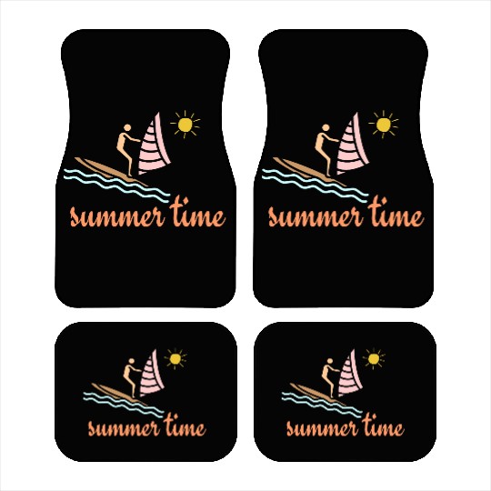 Beachfront Summer Sailing Scene Car Mats