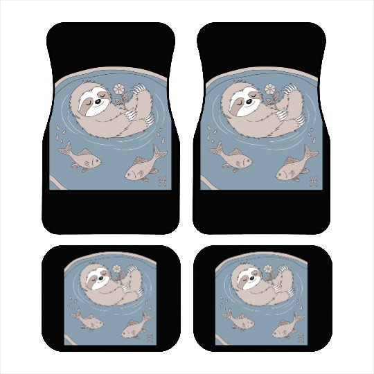 Relaxing Pisces Zodiac Sloth Embracing Serenity Car Mats