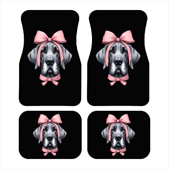 Coquette Bow Great Dane Dog Mom Pink Ribbon Cute Car Mats