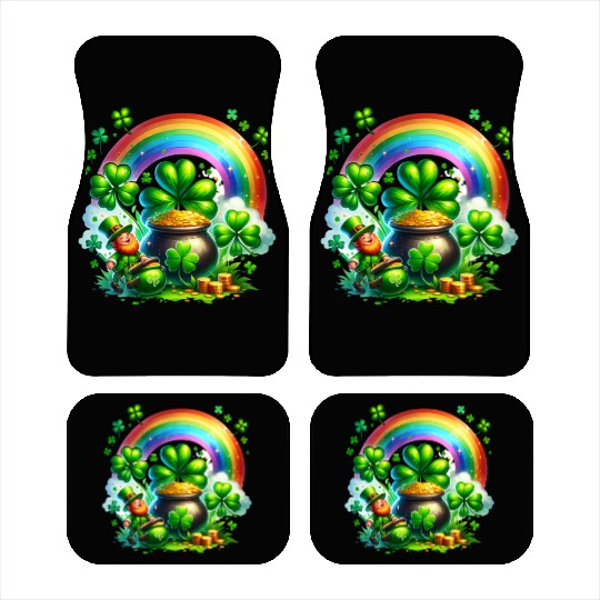 St. Patrick's Day Shamrock Pot Gold Rainbow Car Mats