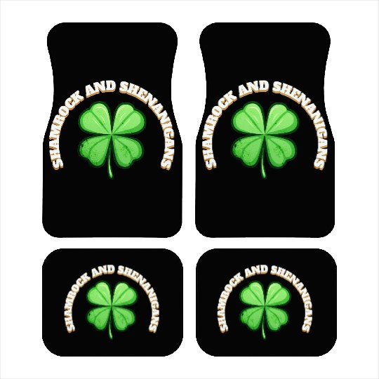 Shamrock and Sheninanigans 4-Leaf Clover Graphic Car Mats