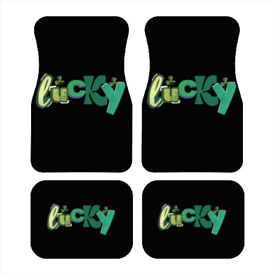 Lucky Typography with Shamrocks Car Mats