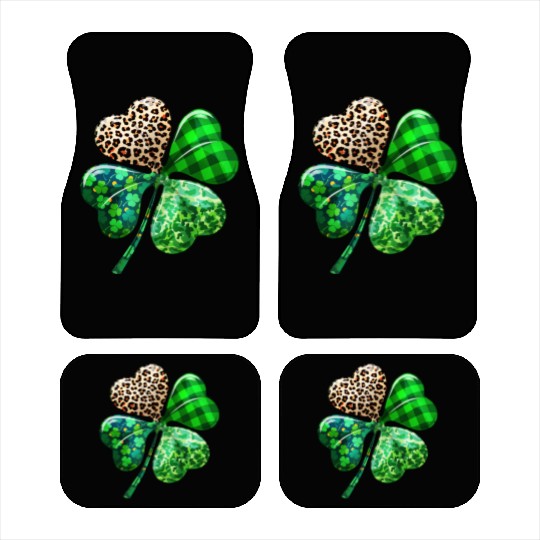 St. Patrick's Day Shamrock Irish Leopard Car Mats