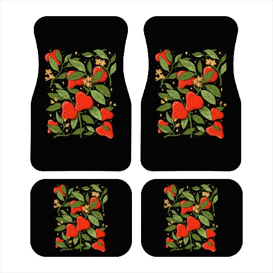 Heartfelt Strawberry Blossom Design Car Mats