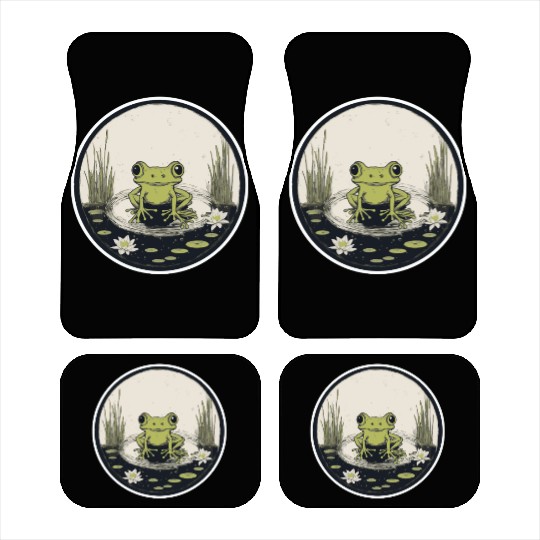 Serene Frog in a Tranquil Pond Car Mats