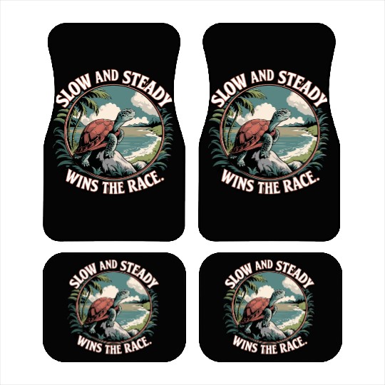 Slow And Steady Turtle Wins The Race Illustration Car Mats