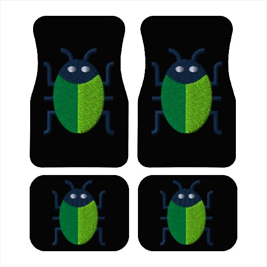 Green bug embroidered Car Mats