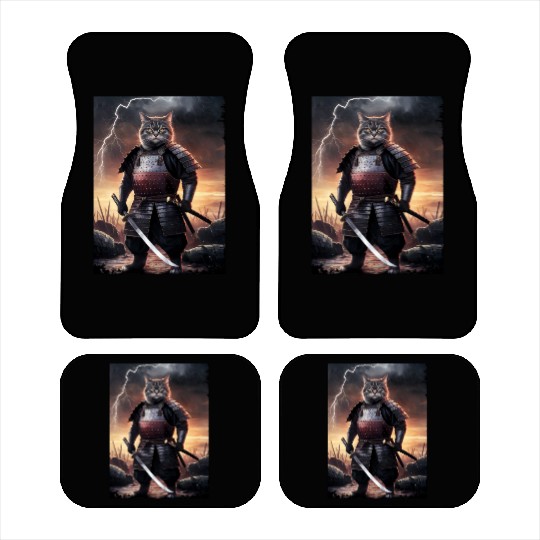 Japanese Cat Samurai Cat Car Mats