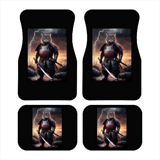Japanese Cat Samurai Cat Car Mats