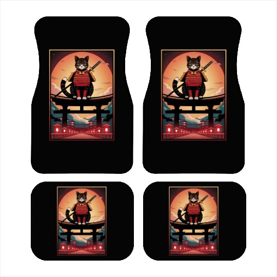 Japanese Cat Samurai Cat Car Mats