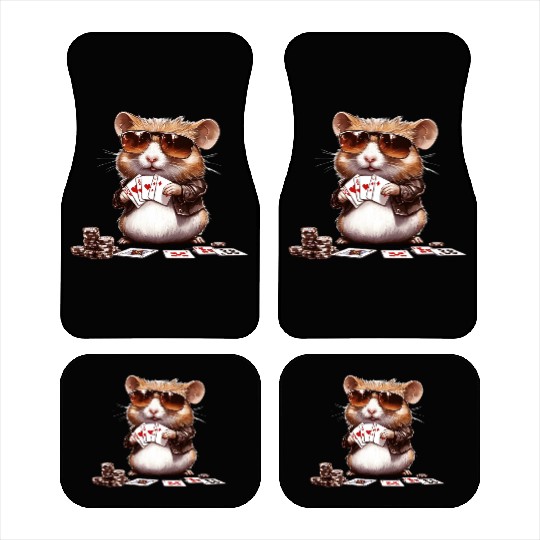 Lucky Hamster at the Poker Table Car Mats