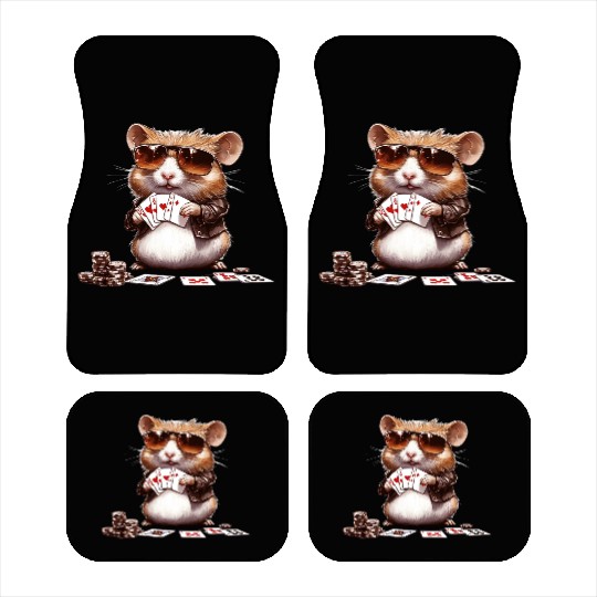 Lucky Hamster at the Poker Table Car Mats
