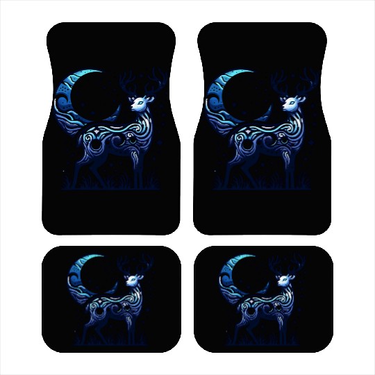 Celestial Deer Under Starry Night Moon Car Mats