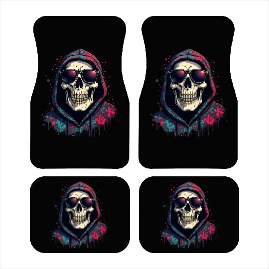 Gangster Skull Drip - Urban Streetwear Art Car Mats