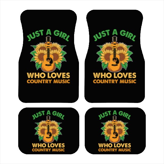 Just Girl Who Loves Country Music Guitar Sunflower Car Mats