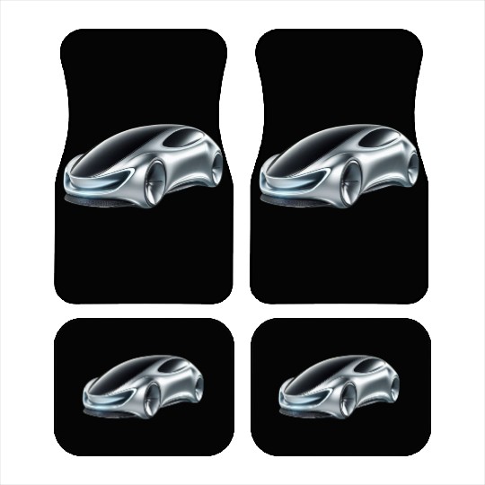 Silver and Black Futuristic Car Car Mats