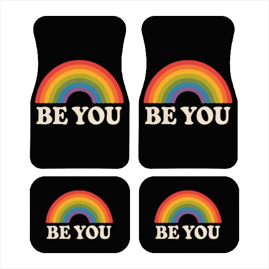 Be You Gay Lesbian Pride LGBTQ Ally Rainbow Retro Car Mats
