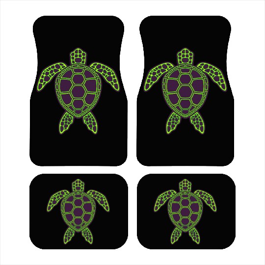 Green Neon Lava Sea Turtle Design Car Mats
