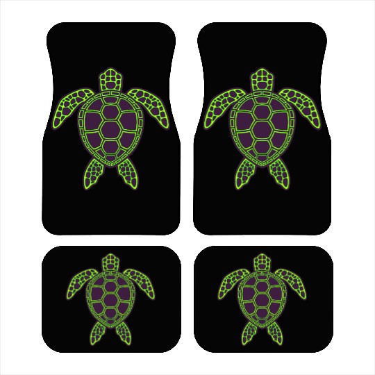 Green Neon Lava Sea Turtle Design Car Mats