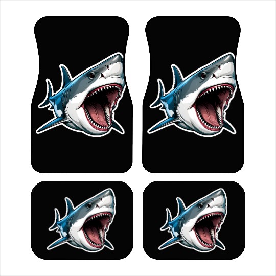 Big White Shark Attack Car Mats